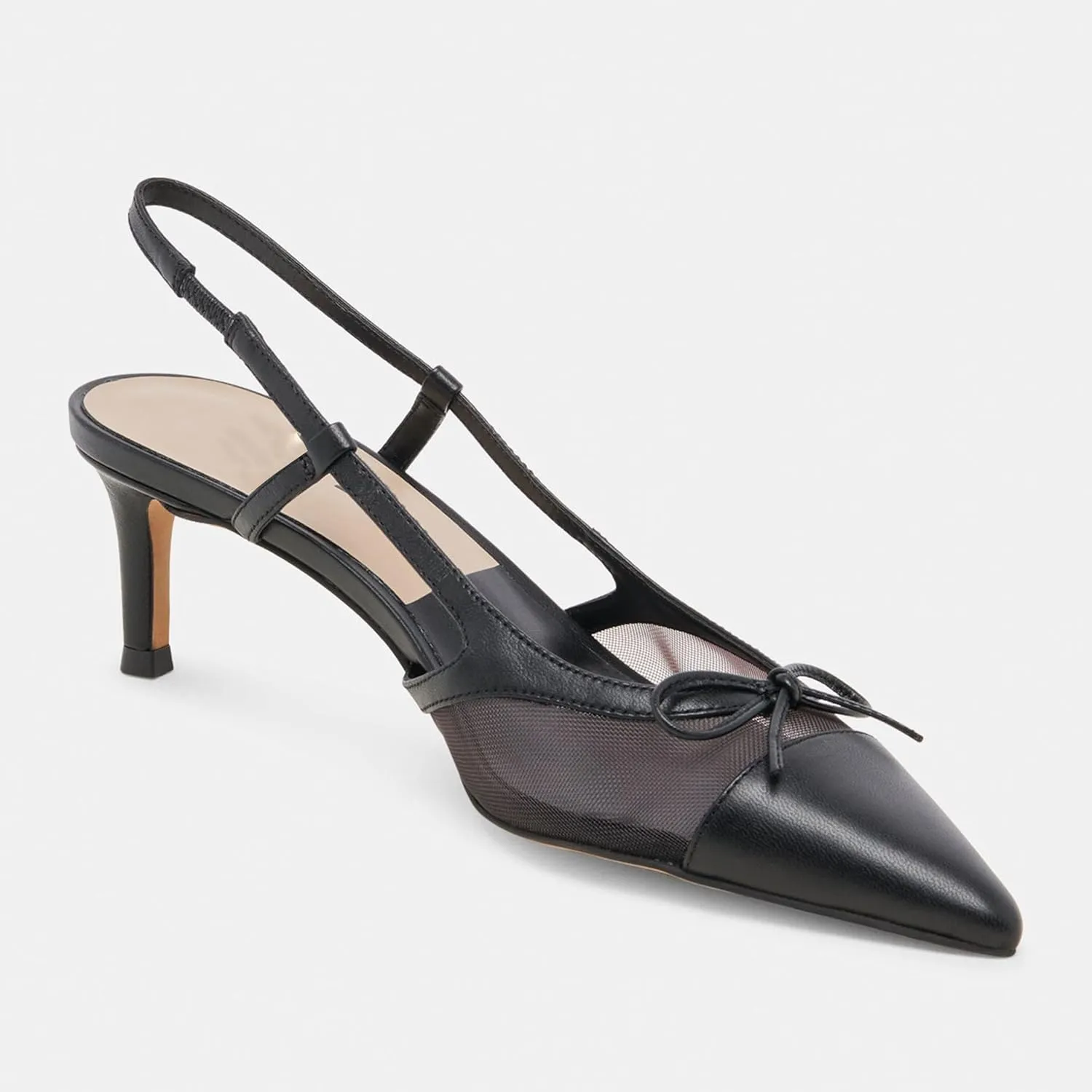 Sling Back Heels Women Elegant and Comfortable Mesh Stilettos with Bows for Dress and Date