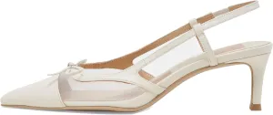 Sling Back Heels Women Elegant and Comfortable Mesh Stilettos with Bows for Dress and Date