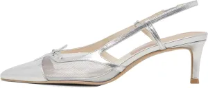Sling Back Heels Women Elegant and Comfortable Mesh Stilettos with Bows for Dress and Date