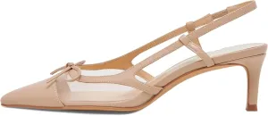 Sling Back Heels Women Elegant and Comfortable Mesh Stilettos with Bows for Dress and Date
