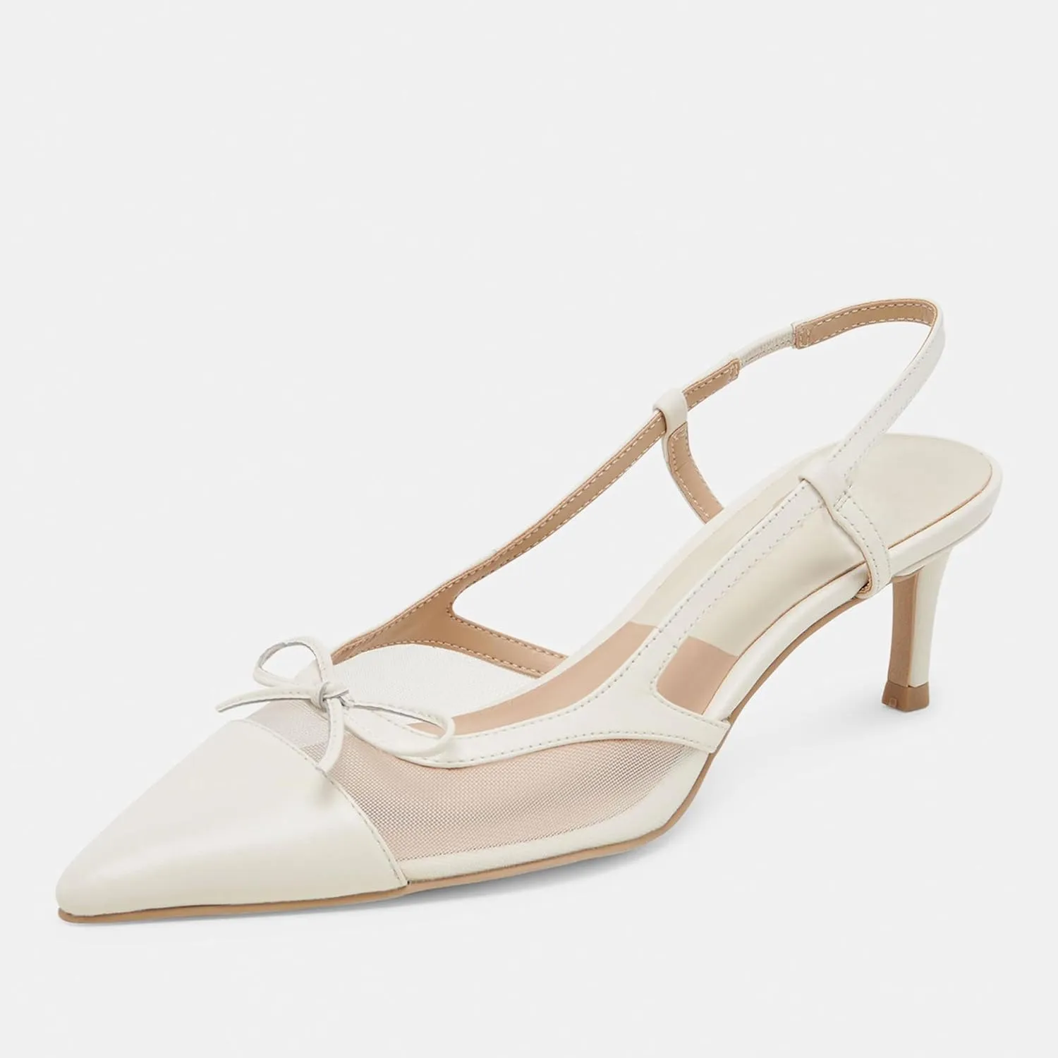 Sling Back Heels Women Elegant and Comfortable Mesh Stilettos with Bows for Dress and Date