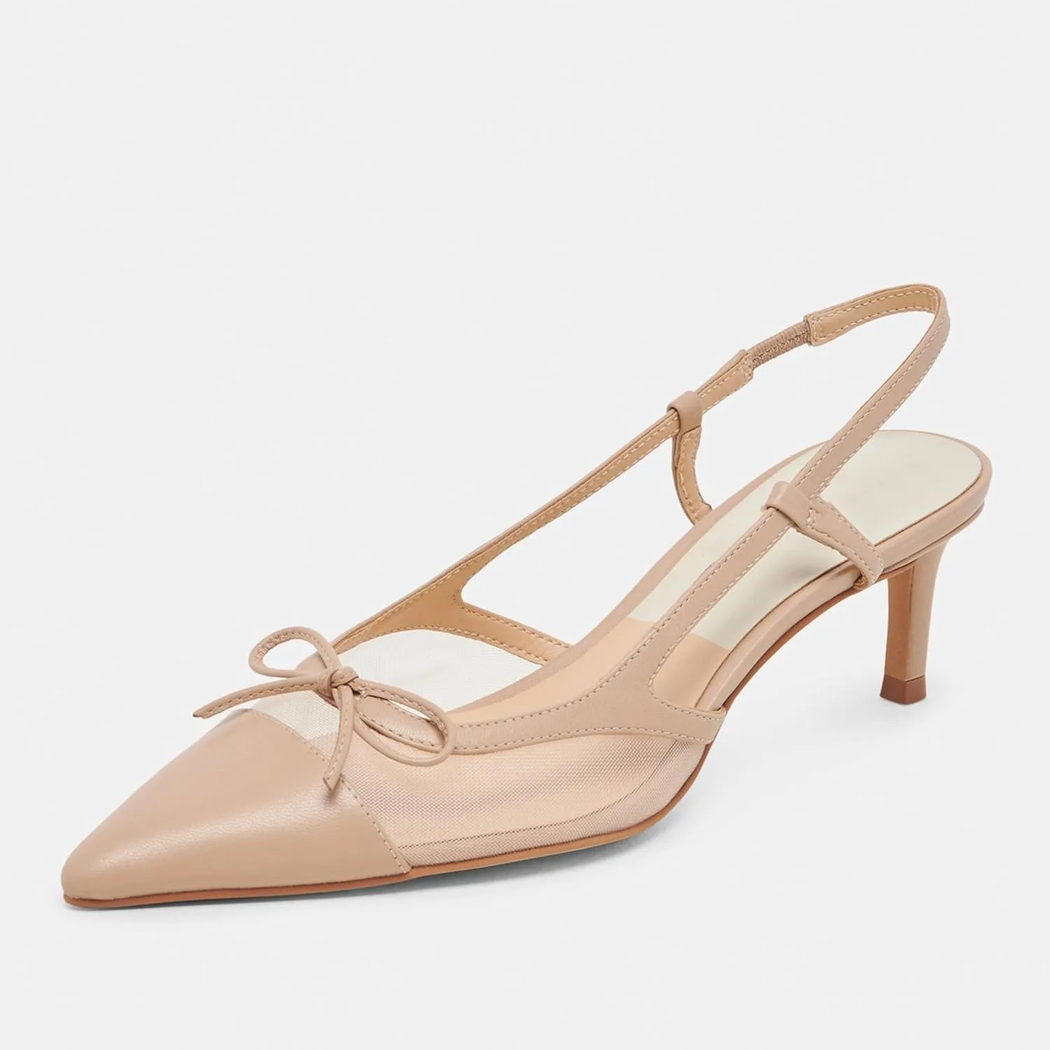 Sling Back Heels Women Elegant and Comfortable Mesh Stilettos with Bows for Dress and Date
