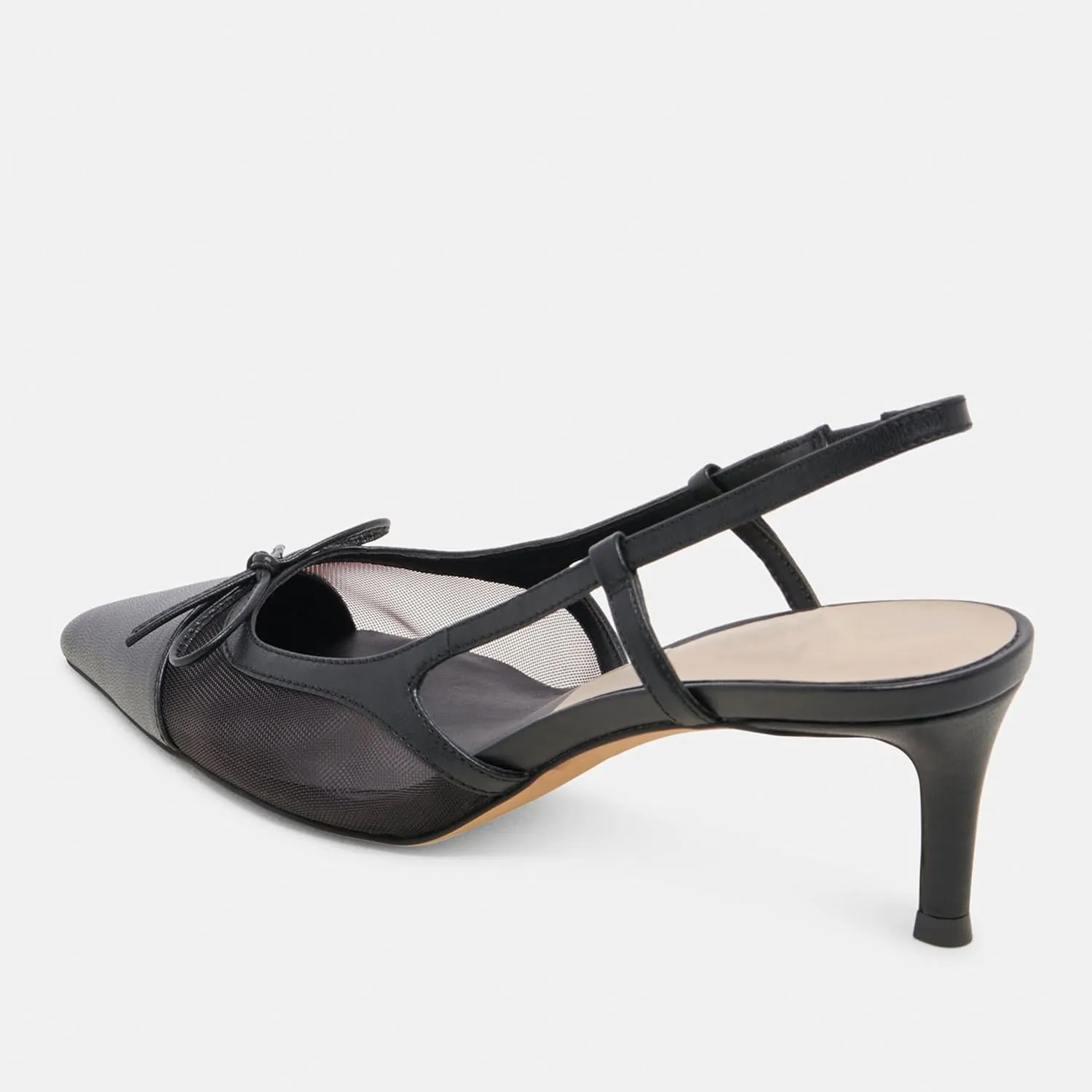 Sling Back Heels Women Elegant and Comfortable Mesh Stilettos with Bows for Dress and Date