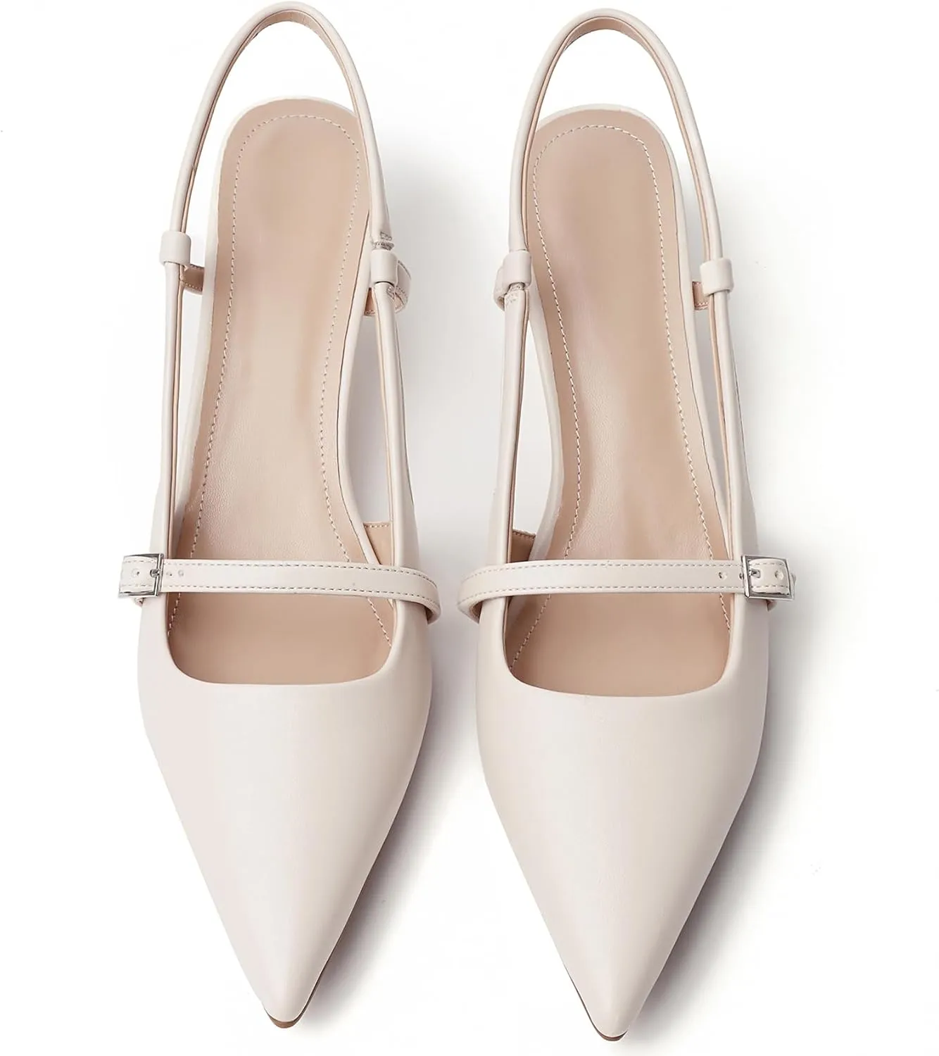 Slingback Kitten Heels for Women with Pointed Toe Arch Buckle Strap