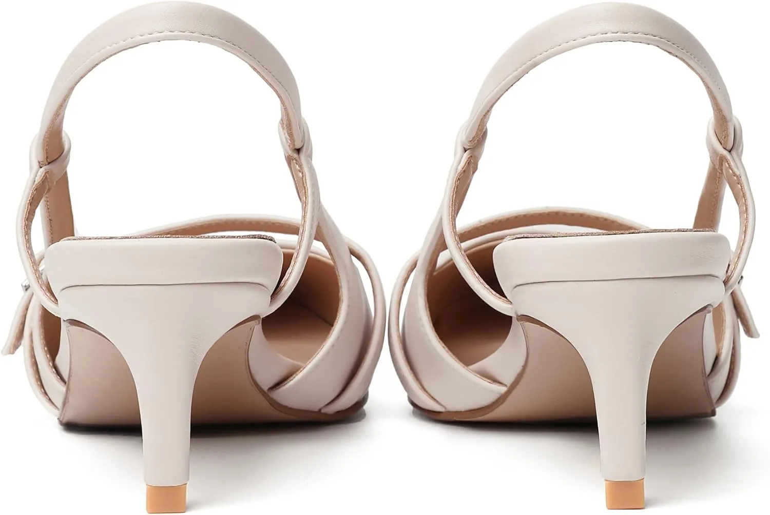 Slingback Kitten Heels for Women with Pointed Toe Arch Buckle Strap