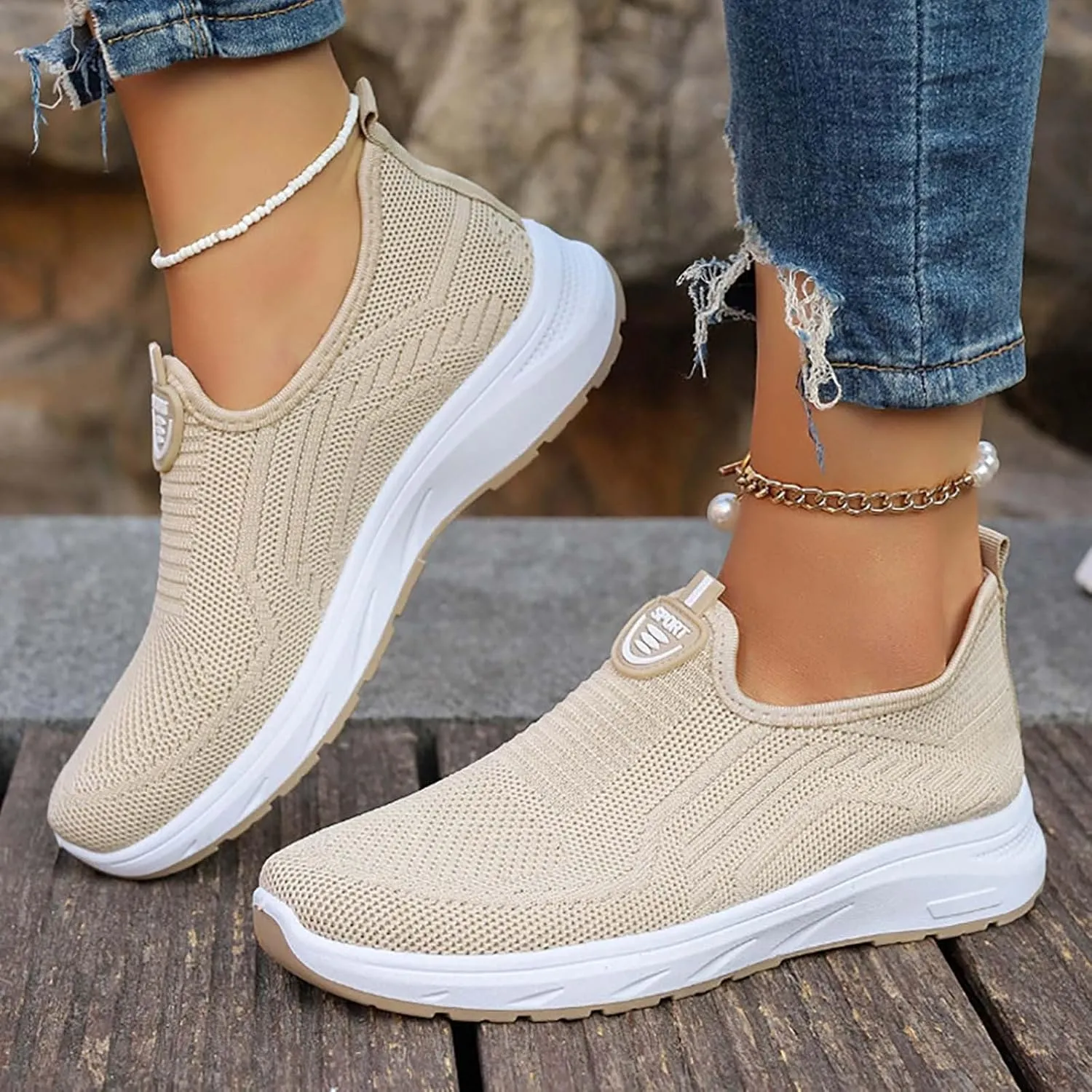 Slip On Sneakers Women Wide Width Size 9 Ladies Slip On Sneakers Non Slip Sneakers for Women Women's X Wide Width Slip On Sneakers Office Sneakers for Women Wide