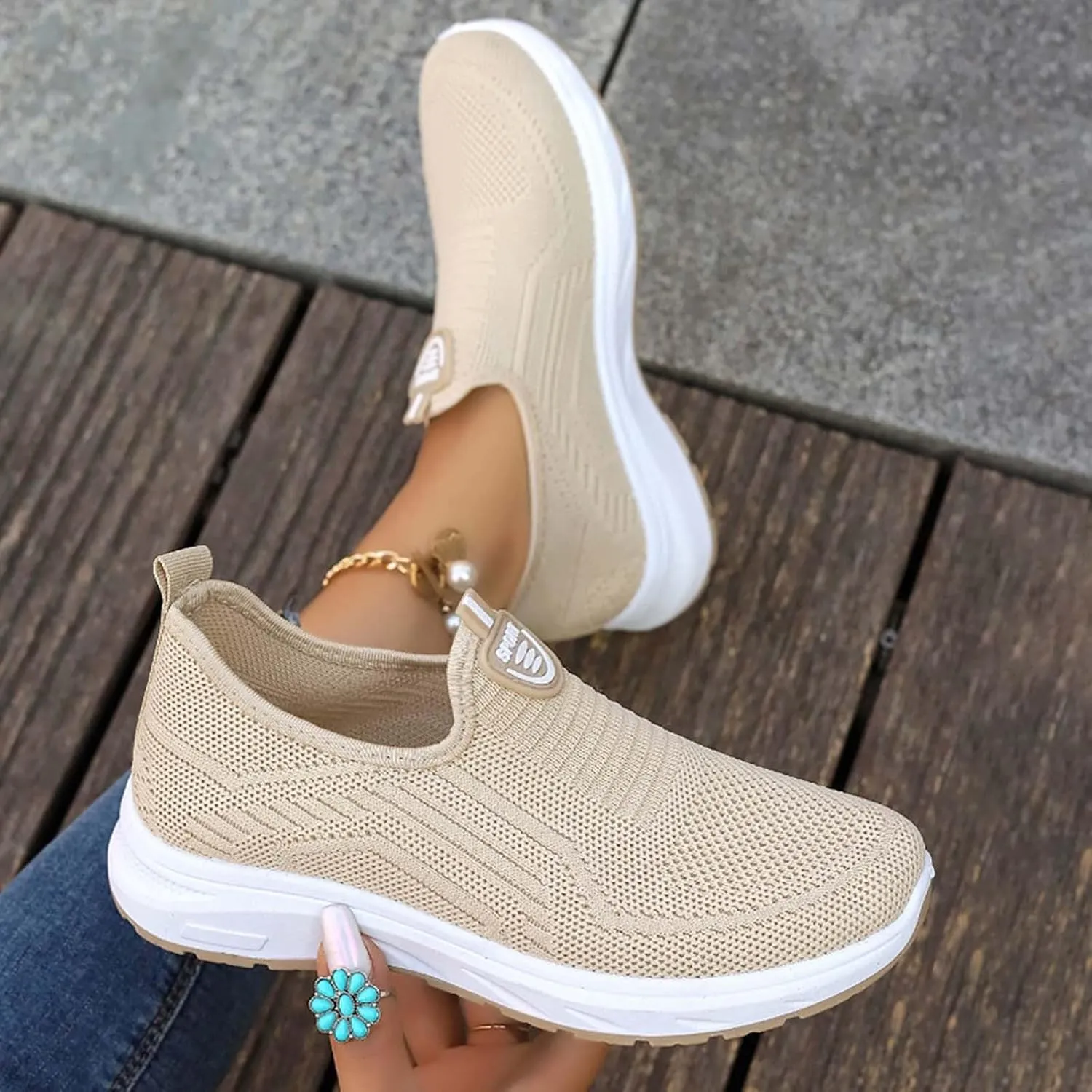 Slip On Sneakers Women Wide Width Size 9 Ladies Slip On Sneakers Non Slip Sneakers for Women Women's X Wide Width Slip On Sneakers Office Sneakers for Women Wide