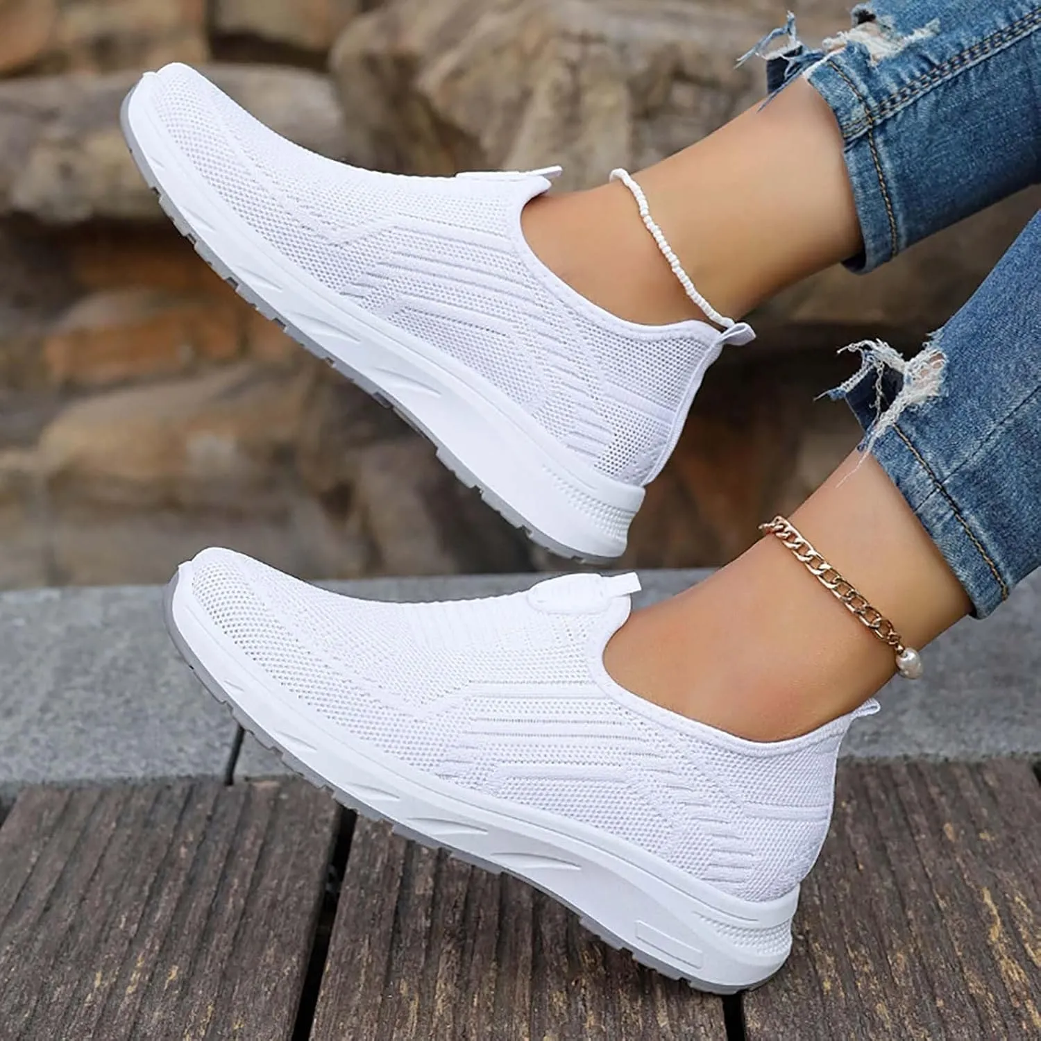 Slip On Sneakers Women Wide Width Size 9 Ladies Slip On Sneakers Non Slip Sneakers for Women Women's X Wide Width Slip On Sneakers Office Sneakers for Women Wide