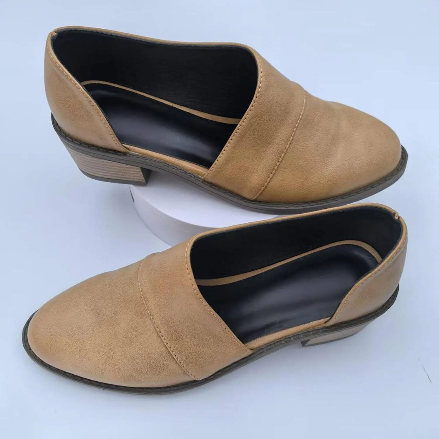 Slip On Women's Pumps Chunky Block Heels Pointed Toe Heels High Loafers Dress Work Shoes for Business
