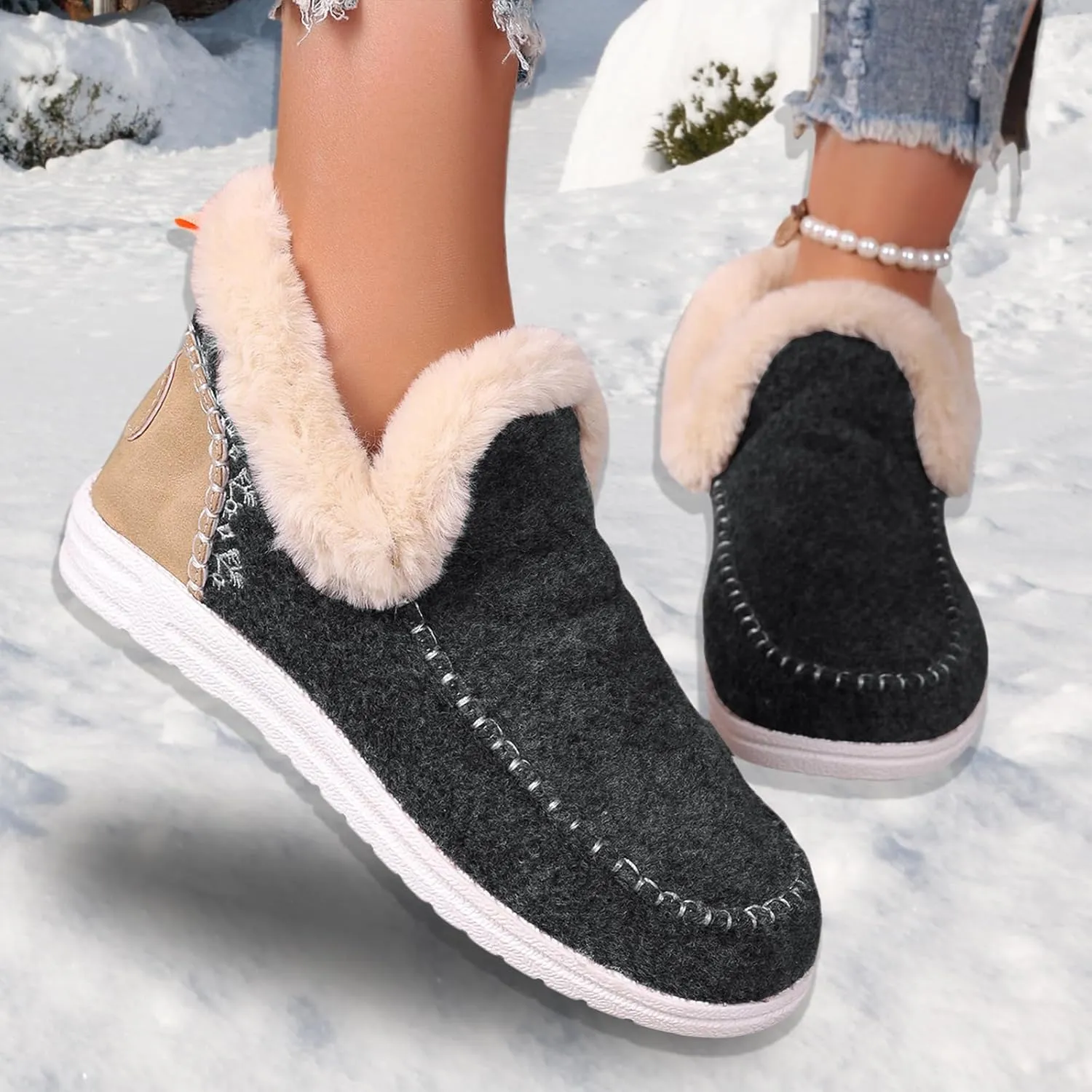 Slippers for Women & Men Indoor and Outdoor Winter Warm Fuzzy House Slipper Shoes Boots Memory Foam Booties Cozy Slippers Slip On Sneakers Unisex