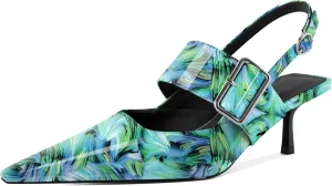 Soireelady Womens Pointed Toe Slingback Kitten Heels, Low Heels Buckle Strap Mary Jane Style 2.5 Inch Dress Pumps Shoes