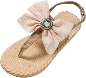 Summer Bow Sandals Flat Weave Toe Slip On Shoes Slippers Women's Breathable Beach Most Comfortable Slippers for Women (Green, 7.5)