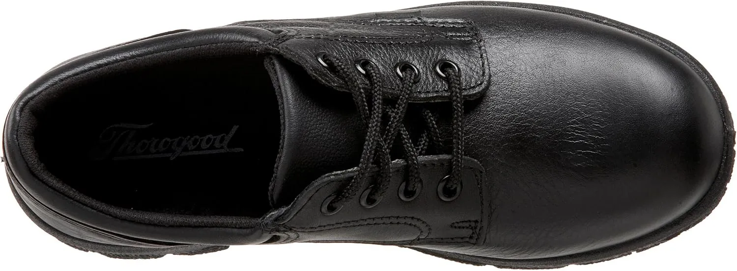 Thorogood Soft Streets Plain Toe Work Oxford Shoes for Women - Premium Black Leather with Comfort Insole and Slip-Resistant Outsole; Berry Compliant and Postal Certified