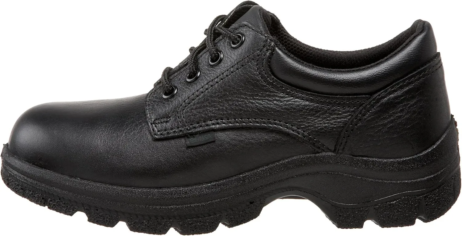 Thorogood Soft Streets Plain Toe Work Oxford Shoes for Women - Premium Black Leather with Comfort Insole and Slip-Resistant Outsole; Berry Compliant and Postal Certified