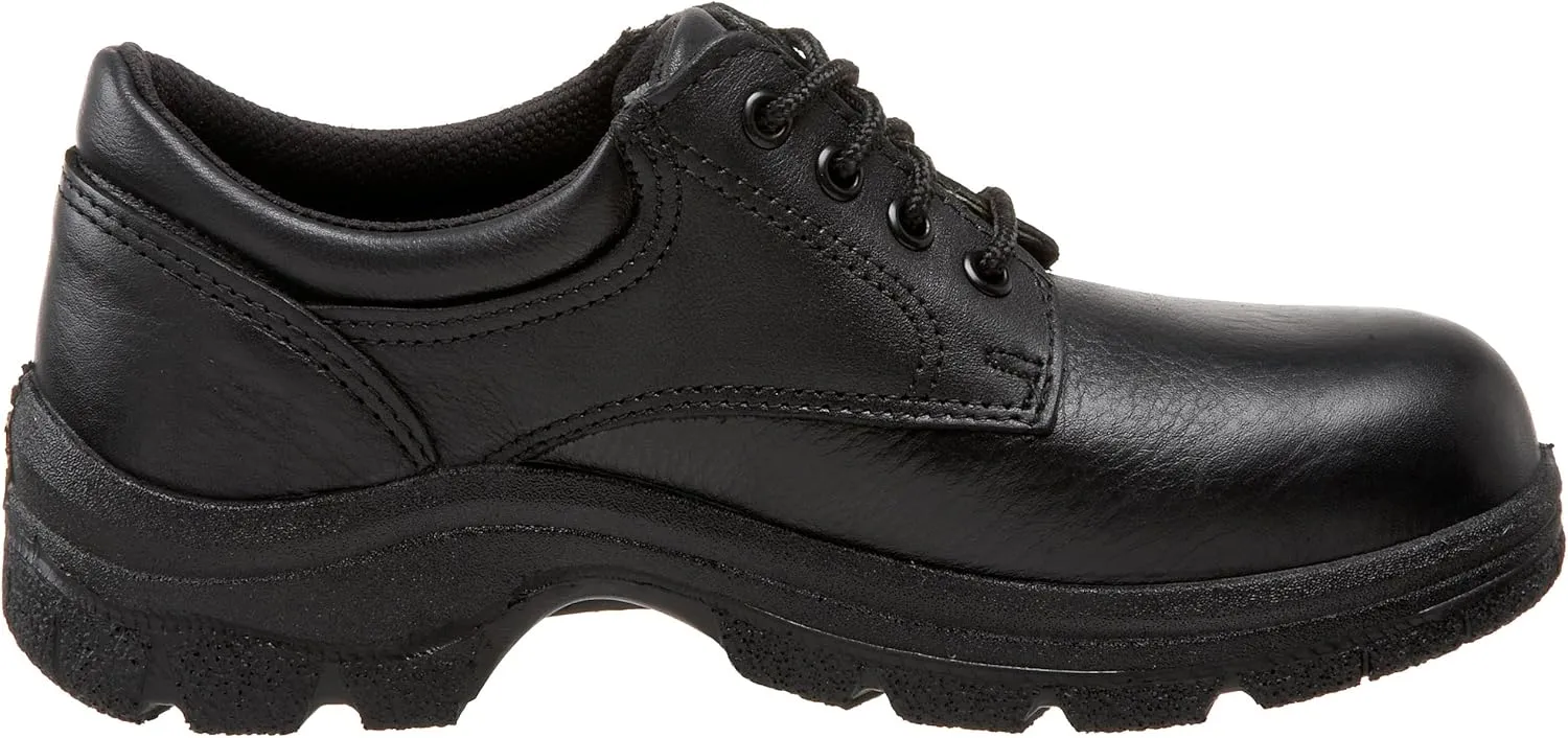 Thorogood Soft Streets Plain Toe Work Oxford Shoes for Women - Premium Black Leather with Comfort Insole and Slip-Resistant Outsole; Berry Compliant and Postal Certified