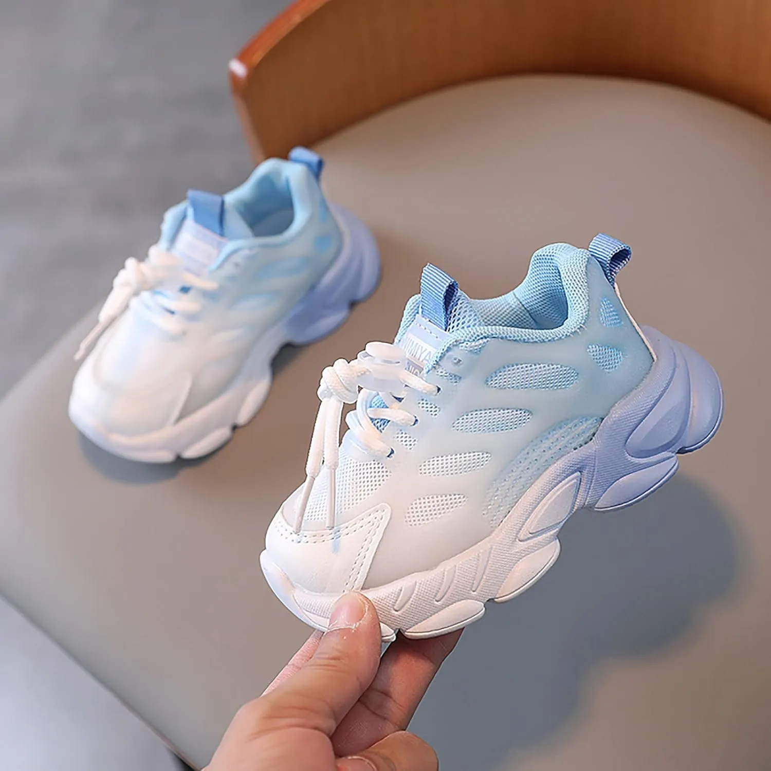 Toddler Boys Girls Gradient Color Lightweight Sneakers Mesh Breathable Anti Slip Soft Comfy Tennis Shoes Unisex