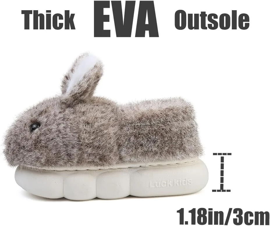 Toddler Girls Slippers Boys Girls Fluffy Home Slippers Winter Warm Indoor Cute Bunny Shoes