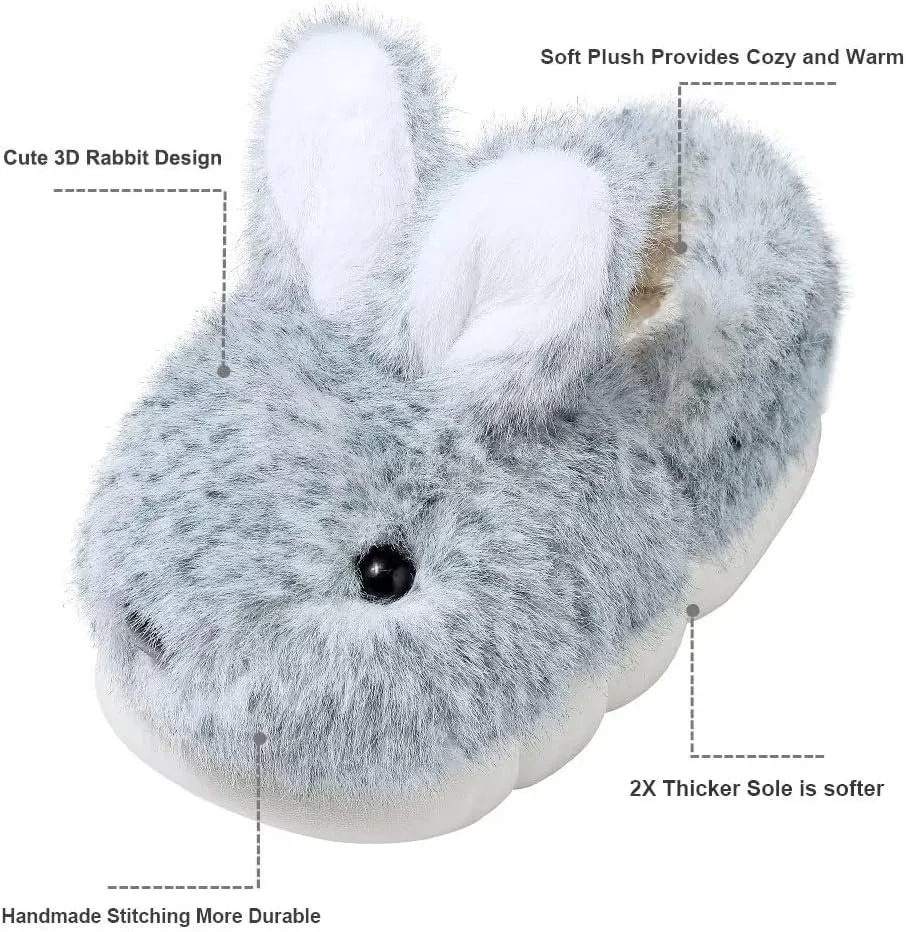 Toddler Girls Slippers Boys Girls Fluffy Home Slippers Winter Warm Indoor Cute Bunny Shoes