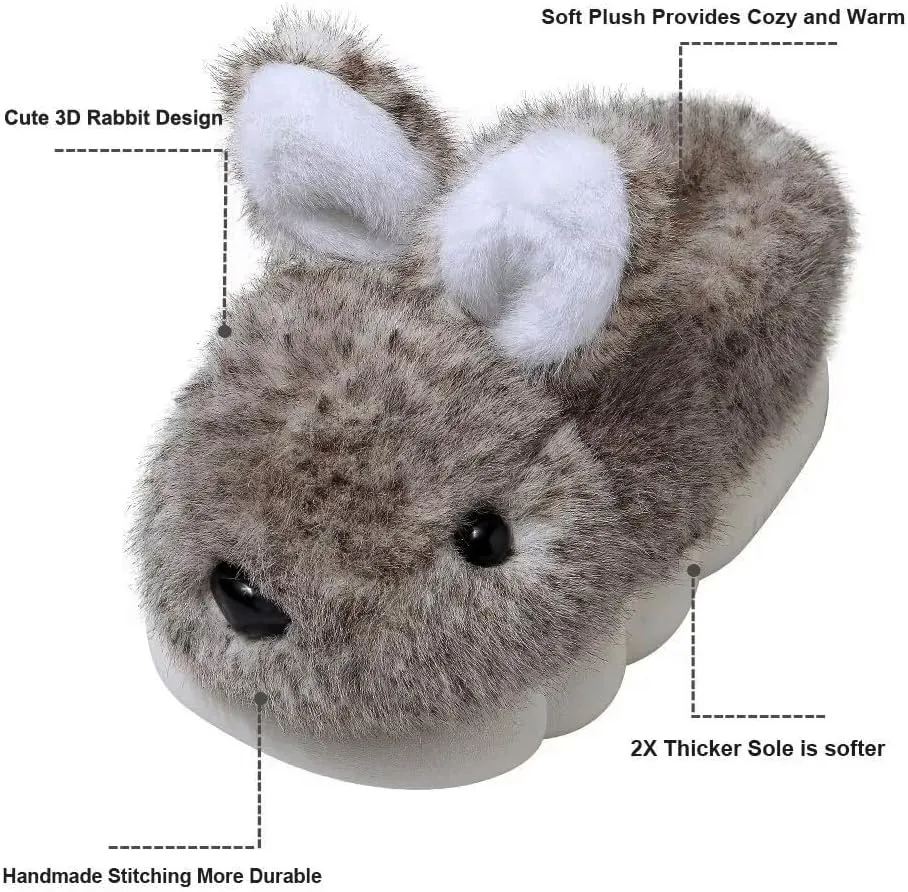 Toddler Girls Slippers Boys Girls Fluffy Home Slippers Winter Warm Indoor Cute Bunny Shoes