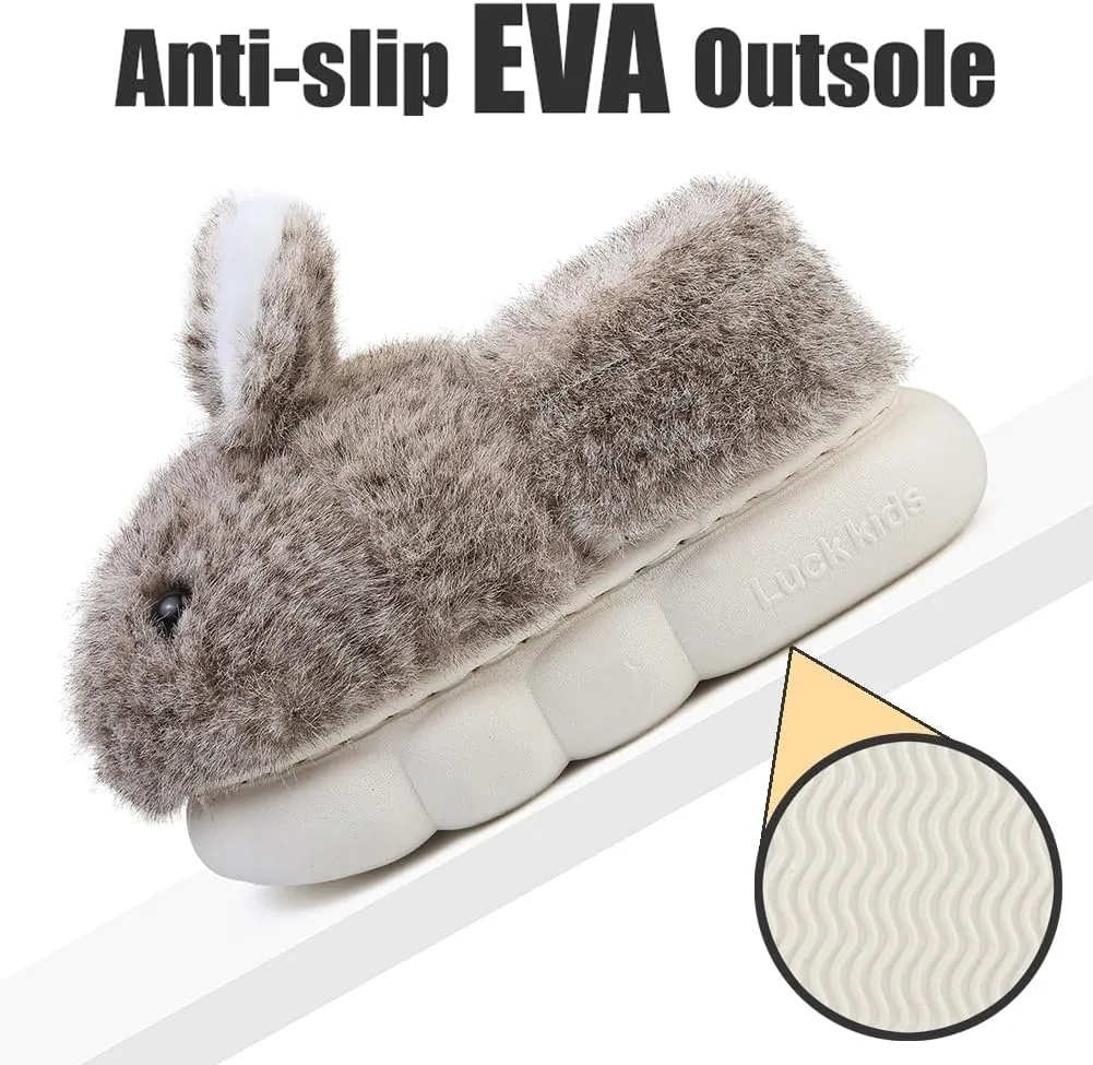 Toddler Girls Slippers Boys Girls Fluffy Home Slippers Winter Warm Indoor Cute Bunny Shoes