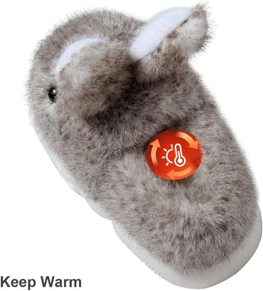 Toddler Girls Slippers Boys Girls Fluffy Home Slippers Winter Warm Indoor Cute Bunny Shoes
