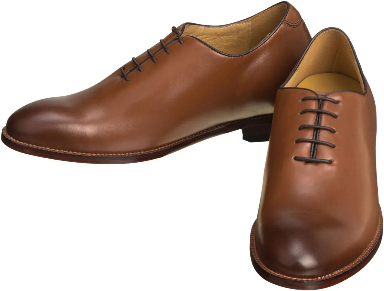 TOTO Men's Invisible Height Increasing Elevator Shoes - Brown Premium Leather Lace-up Formal Oxfords - 2.6 Inches Taller - S3002 - Size 12 D(M) US