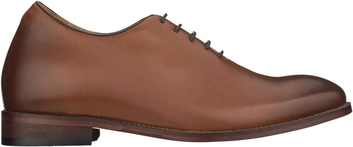 TOTO Men's Invisible Height Increasing Elevator Shoes - Brown Premium Leather Lace-up Formal Oxfords - 2.6 Inches Taller - S3002 - Size 12 D(M) US