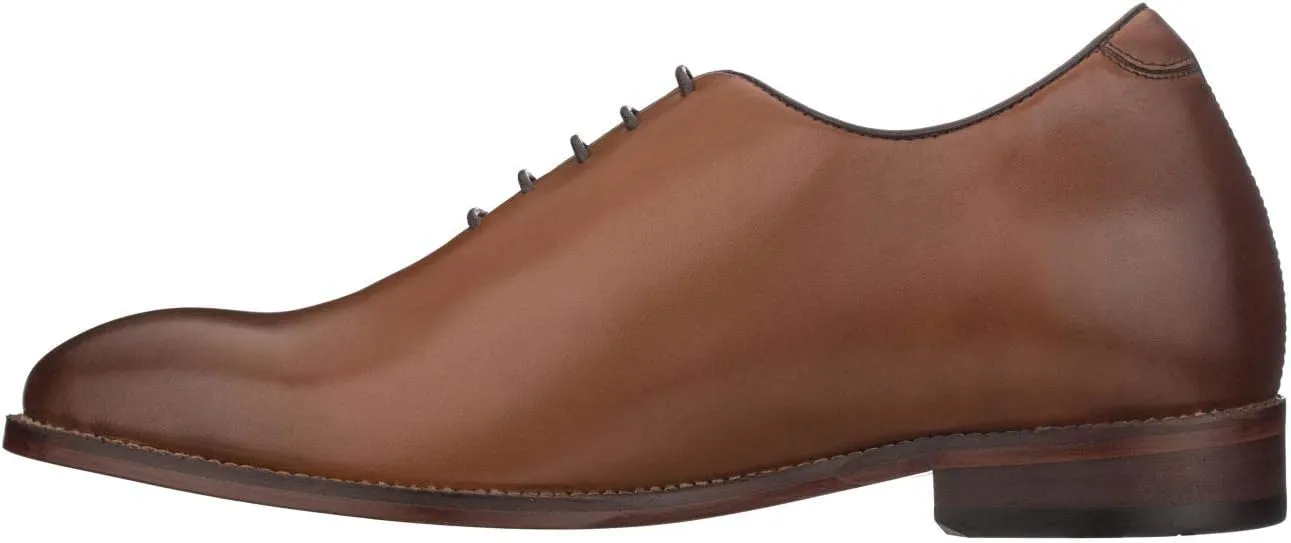 TOTO Men's Invisible Height Increasing Elevator Shoes - Brown Premium Leather Lace-up Formal Oxfords - 2.6 Inches Taller - S3002 - Size 12 D(M) US