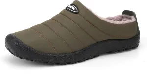 UBFEN Mens Womens Winter Warm Slippers with Fuzzy Plush Lining Slip on House Shoes Indoor Outdoor Anti-Skid Rubber Sole