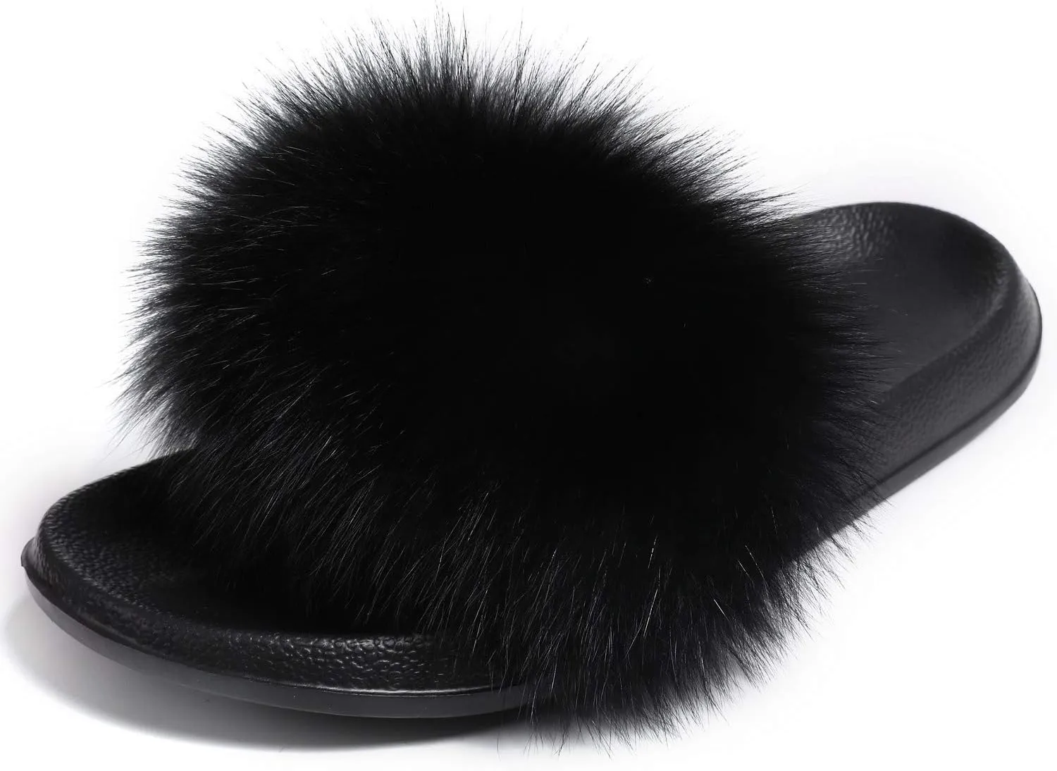 Valpeak Fur Slippers Slides For Women Open Toe Fuzzy Fur Slippers Girls Fluffy House Slides Outdoor Indoor
