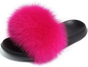 Valpeak Fur Slippers Slides For Women Open Toe Fuzzy Fur Slippers Girls Fluffy House Slides Outdoor Indoor