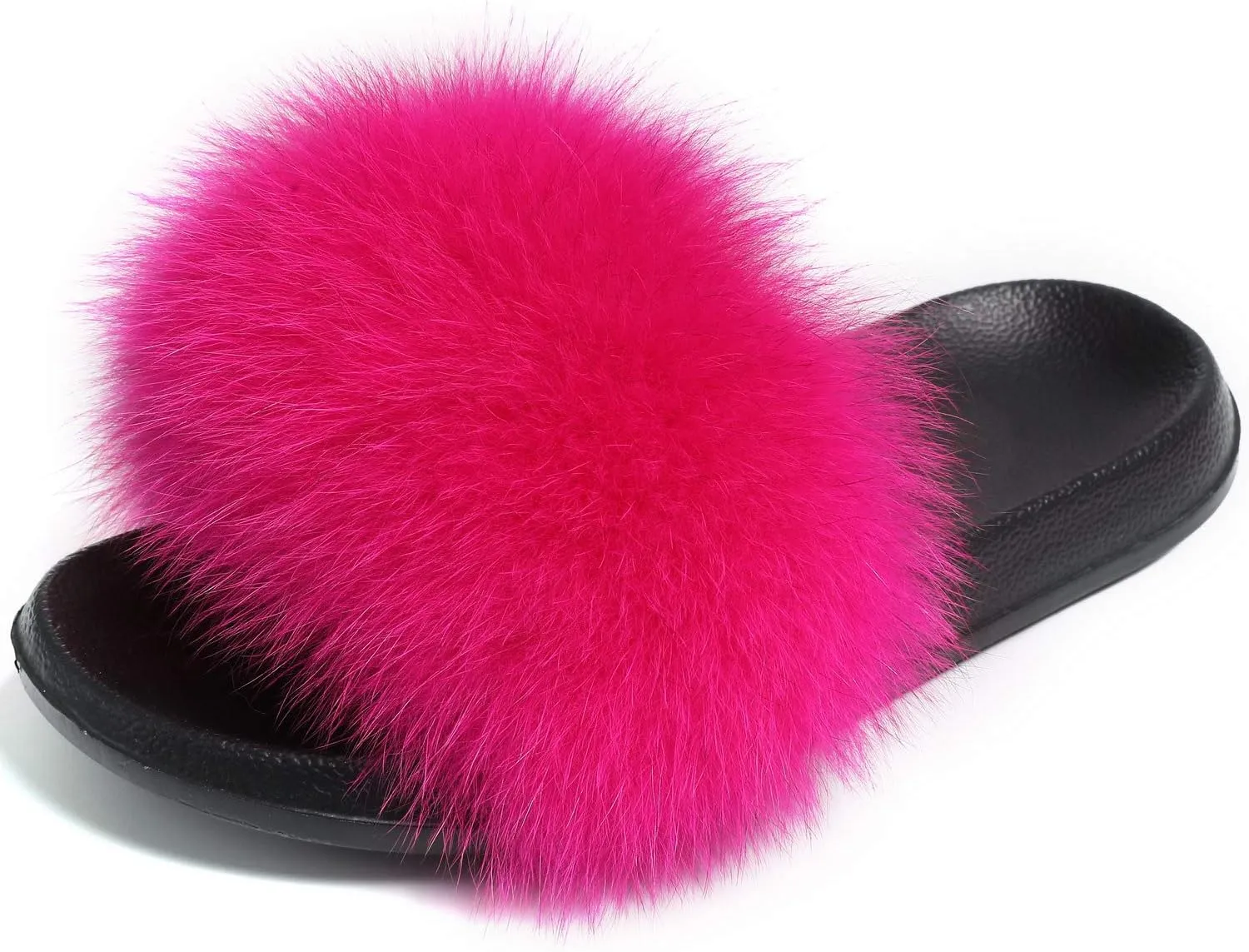 Valpeak Fur Slippers Slides For Women Open Toe Fuzzy Fur Slippers Girls Fluffy House Slides Outdoor Indoor