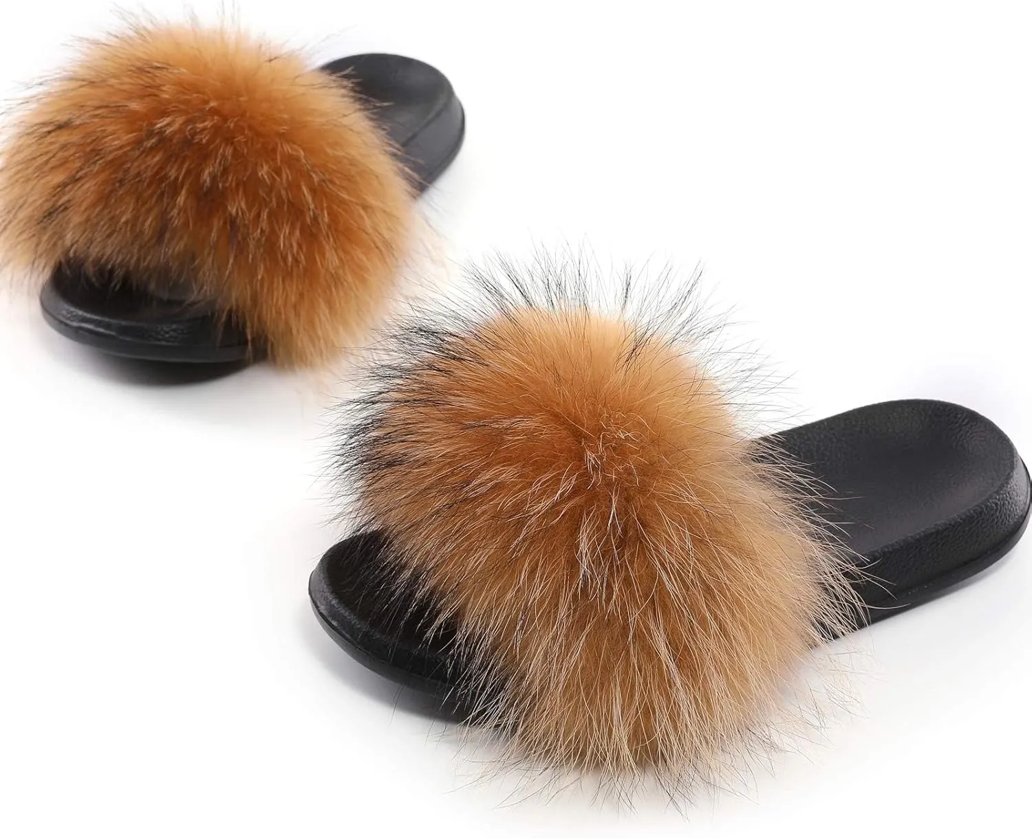 Valpeak Fur Slippers Slides For Women Open Toe Fuzzy Fur Slippers Girls Fluffy House Slides Outdoor Indoor