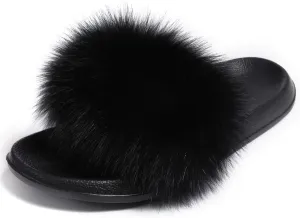Valpeak Fur Slippers Slides For Women Open Toe Fuzzy Fur Slippers Girls Fluffy House Slides Outdoor Indoor