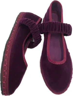 Velvet Mary Janes Women Burgundy Ballet Flats Fall 2024 Y2k Shoes Red Flat Shoes Suede Mary Jane Flats