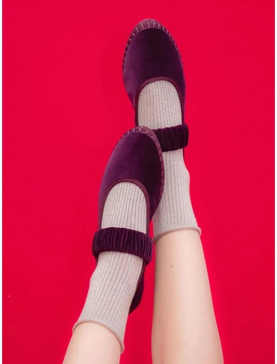 Velvet Mary Janes Women Burgundy Ballet Flats Fall 2024 Y2k Shoes Red Flat Shoes Suede Mary Jane Flats