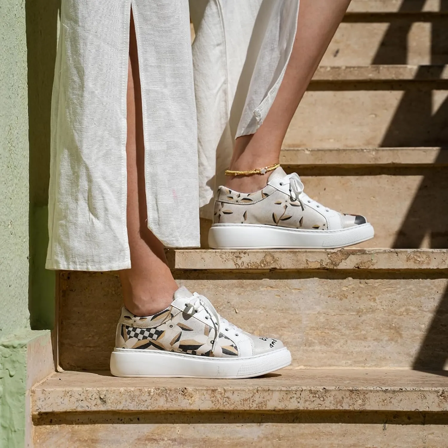 Wedge Platform Sneakers for Women - Handmade Vegan Leather, Unique Chunky Sneakers