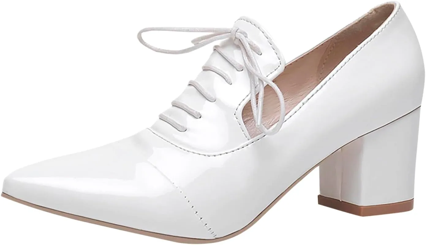 Women Pointed Toe Heels Women's Pumps Chunky Block Heels Loafers Dress Work Shoes for Business