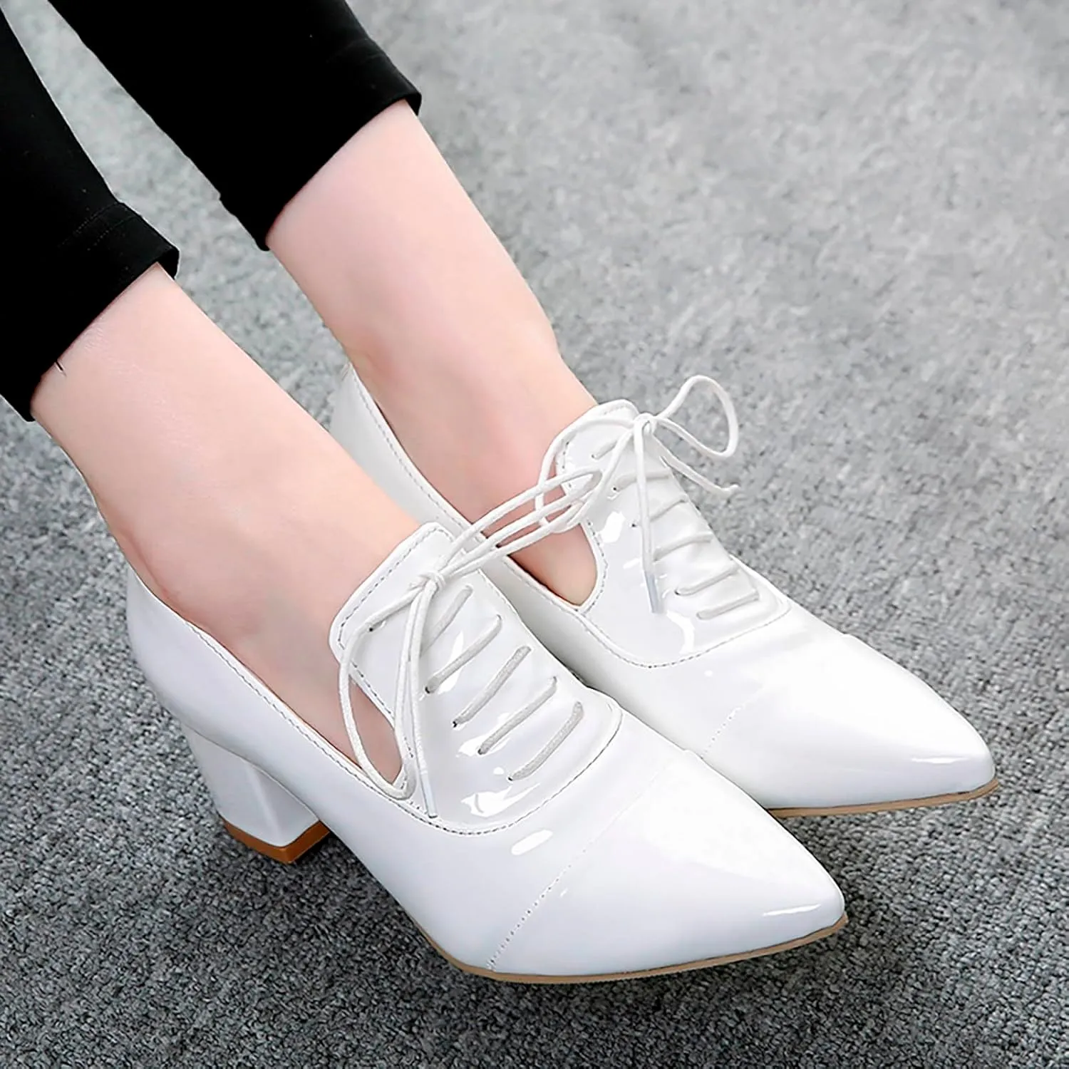 Women Pointed Toe Heels Women's Pumps Chunky Block Heels Loafers Dress Work Shoes for Business