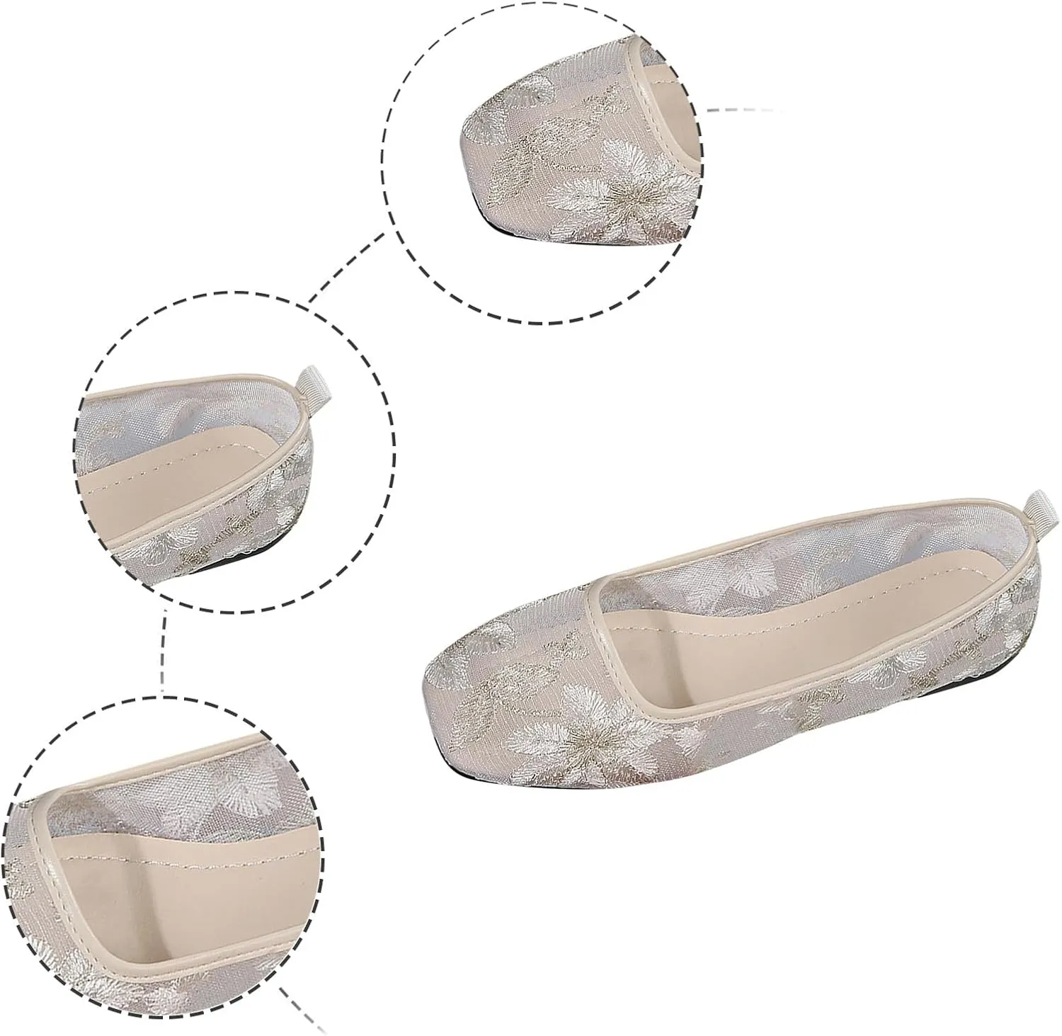 Women's Dress Flat Ballet Low Wedge Leisure Women's Four Seasons Embroidered Flowers Non Women's Ballet Flat Comfortable