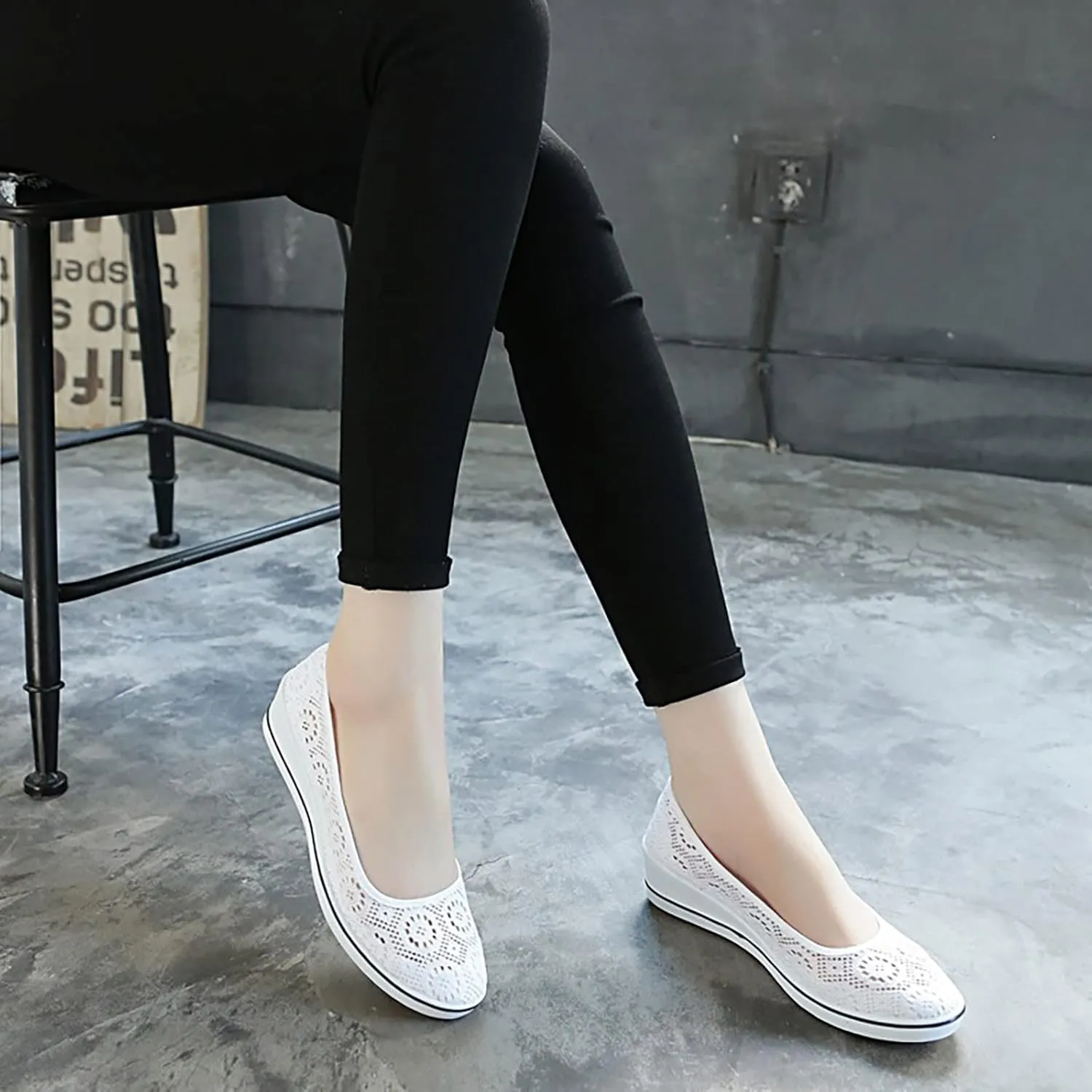 Women's Dress Flats Ballet Pu Leather Round Toe Dress Shoes Womens Flats Shoes Comfortable Slip on Walking Shoes