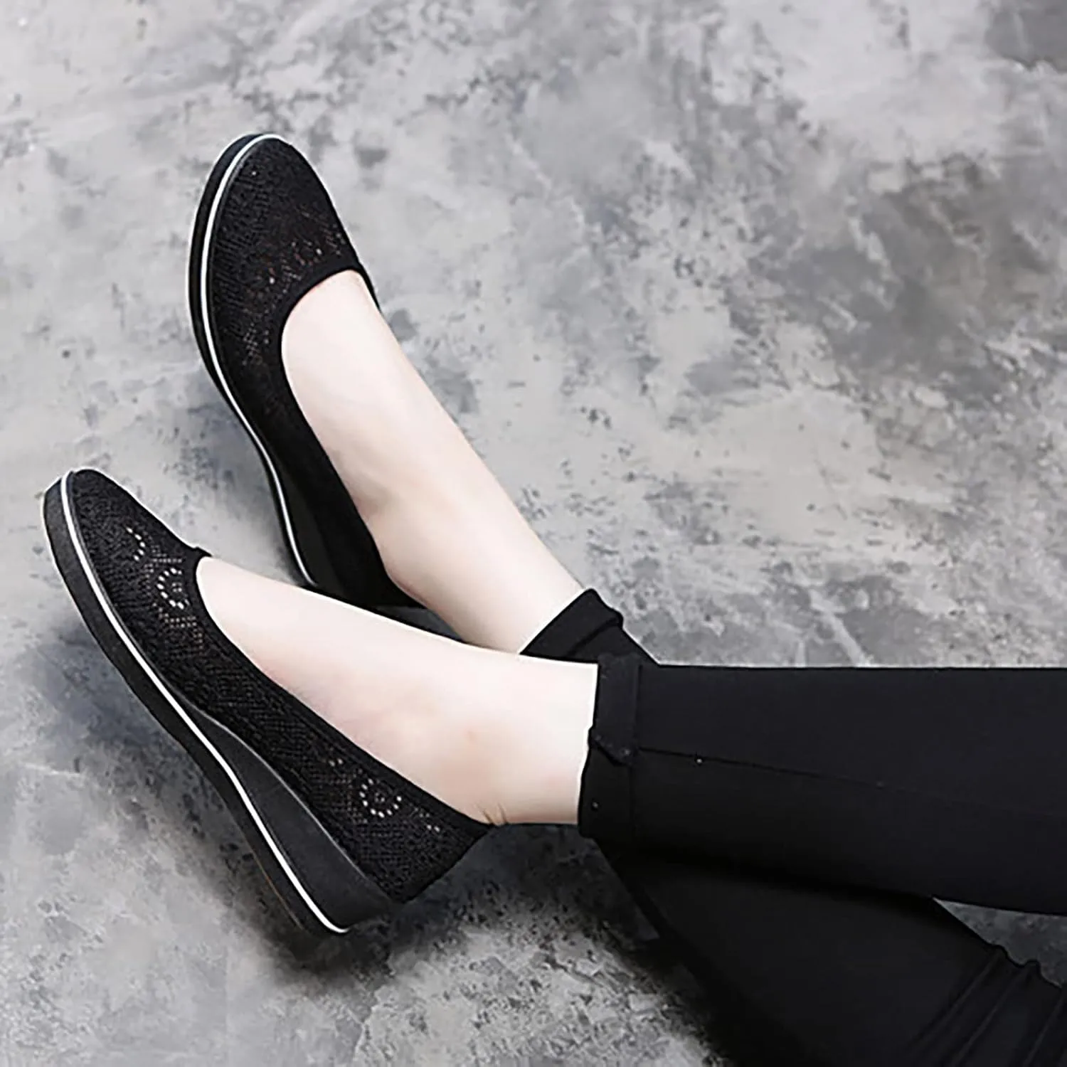 Women's Dress Flats Ballet Pu Leather Round Toe Dress Shoes Womens Flats Shoes Comfortable Slip on Walking Shoes