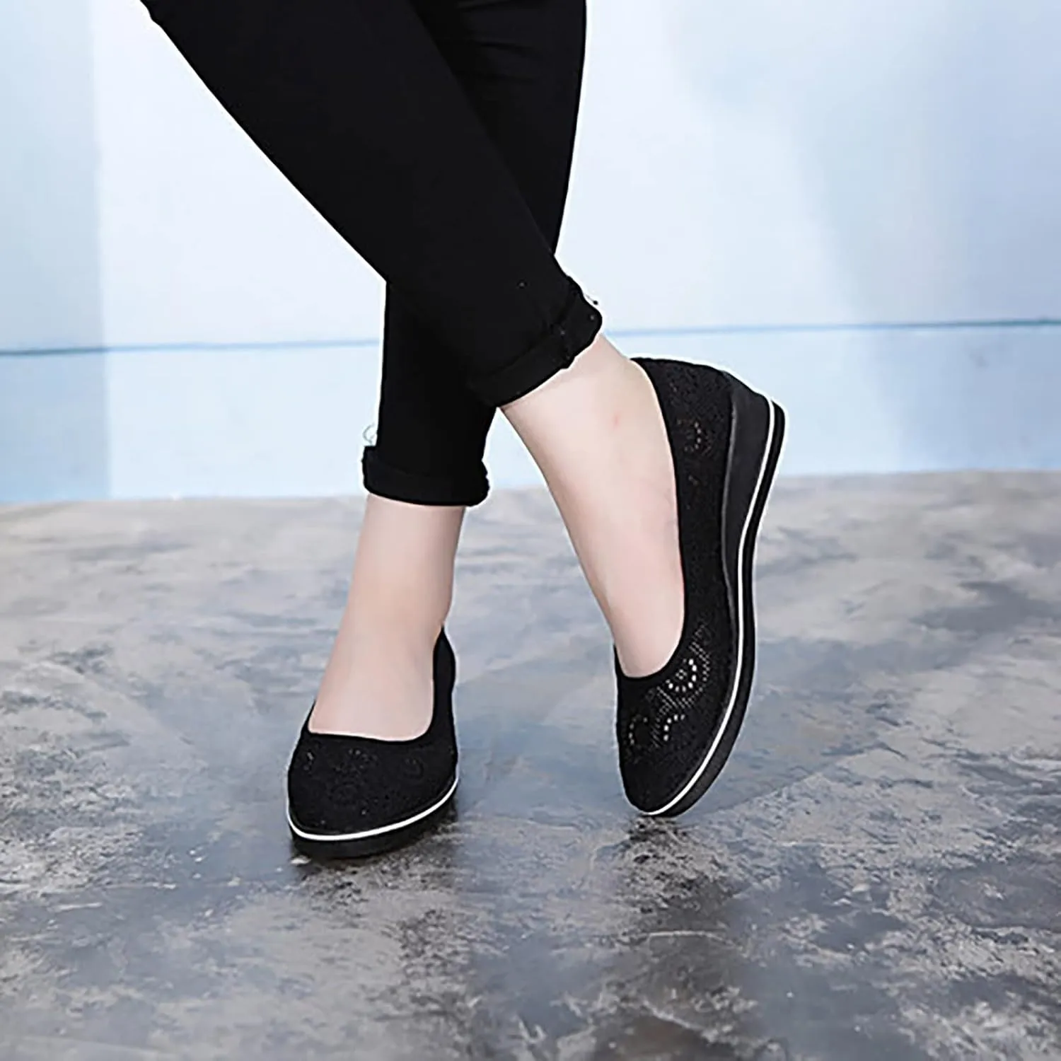 Women's Dress Flats Ballet Pu Leather Round Toe Dress Shoes Womens Flats Shoes Comfortable Slip on Walking Shoes