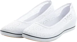 Women's Dress Flats Ballet Pu Leather Round Toe Dress Shoes Womens Flats Shoes Comfortable Slip on Walking Shoes