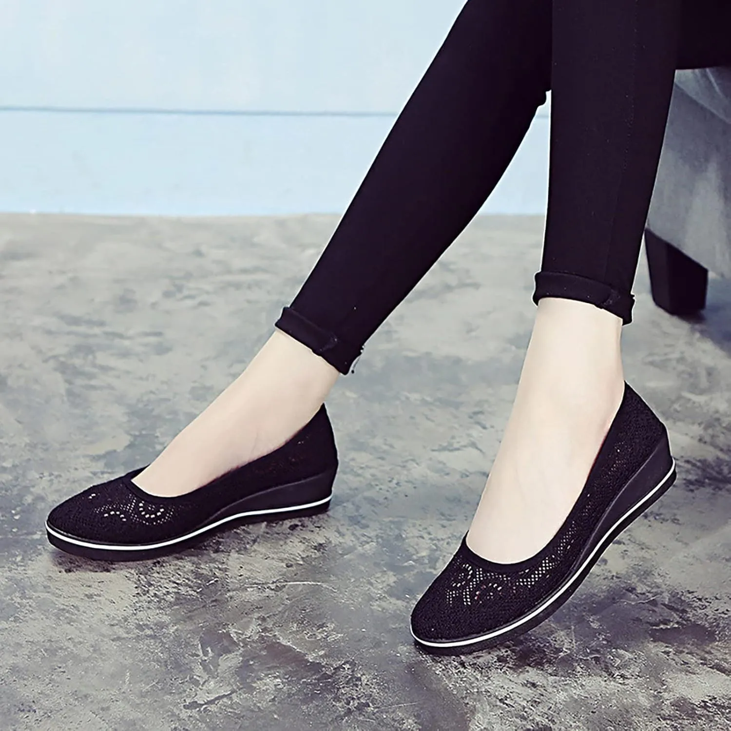 Women's Dress Flats Ballet Pu Leather Round Toe Dress Shoes Womens Flats Shoes Comfortable Slip on Walking Shoes