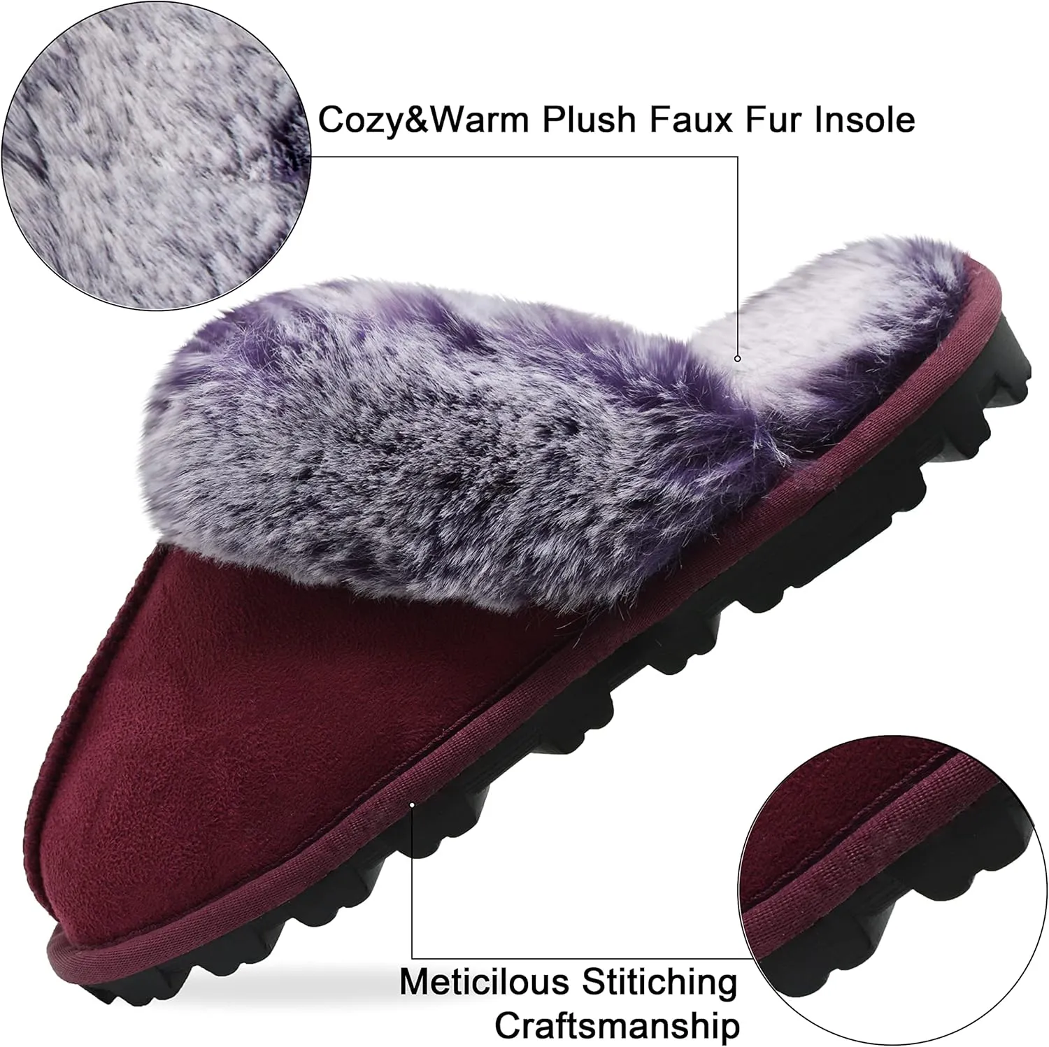 Women's Fuzzy Autumn Winter Plush Purple Solid Faux Fur Slippers