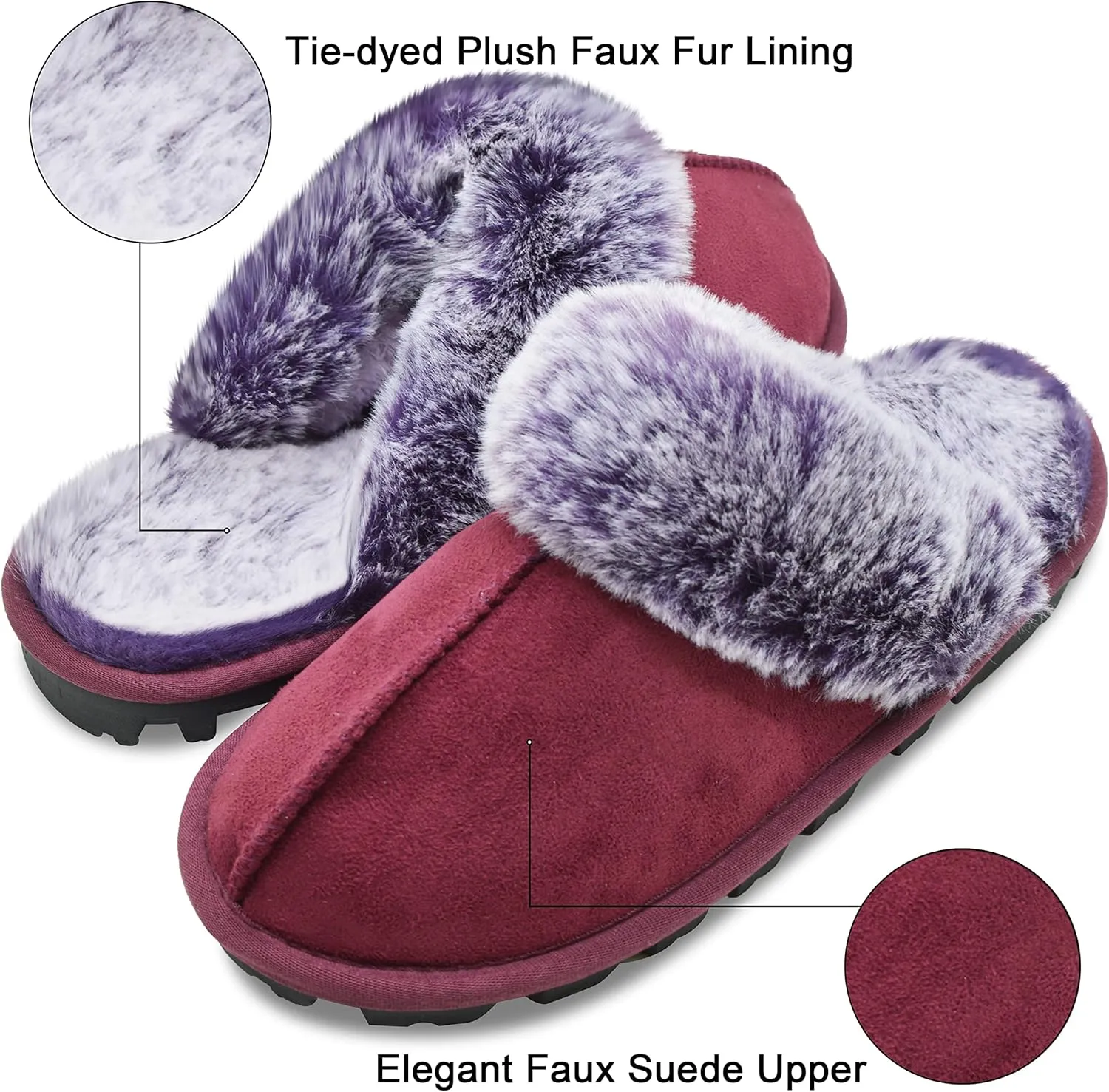 Women's Fuzzy Autumn Winter Plush Purple Solid Faux Fur Slippers