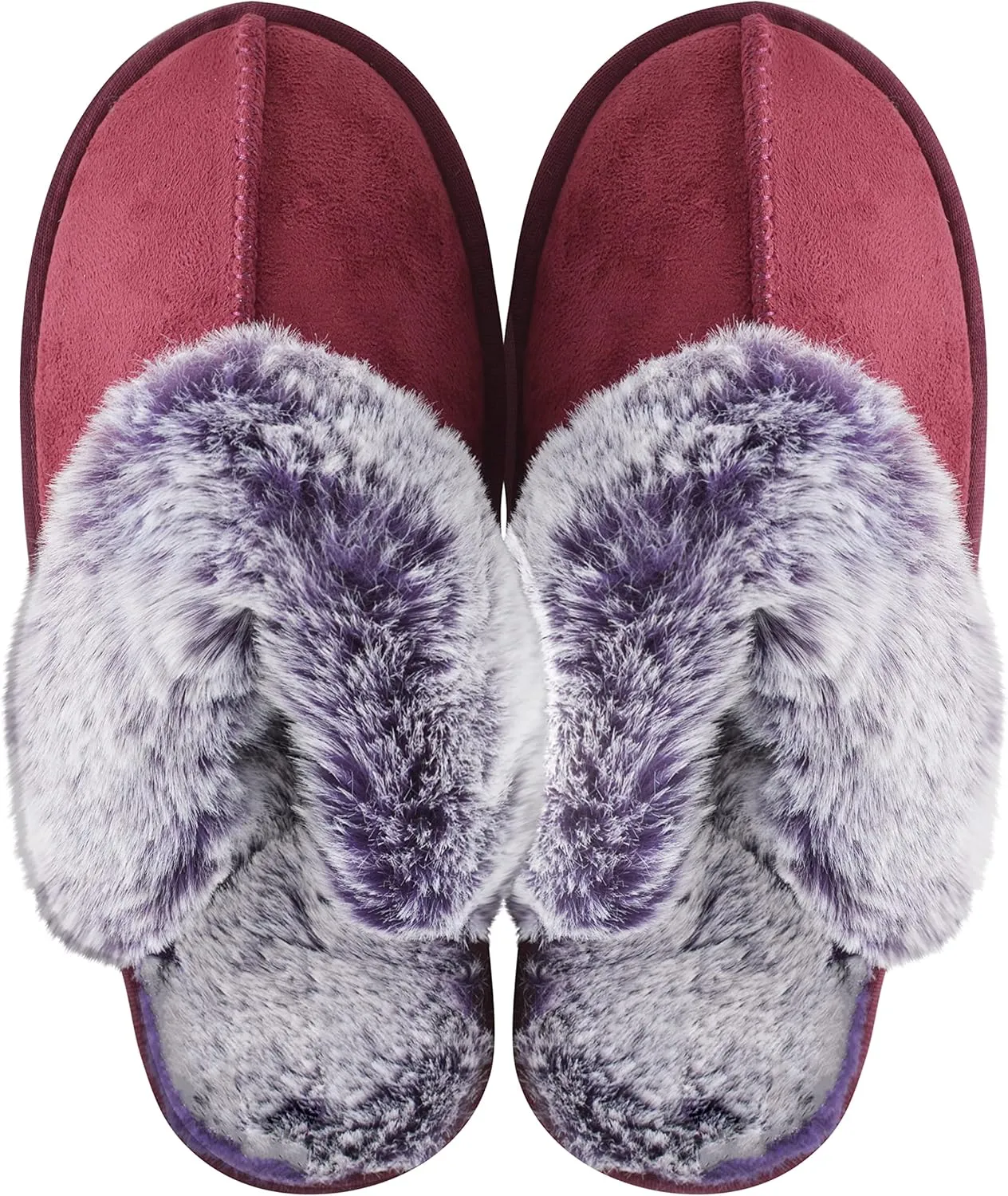 Women's Fuzzy Autumn Winter Plush Purple Solid Faux Fur Slippers