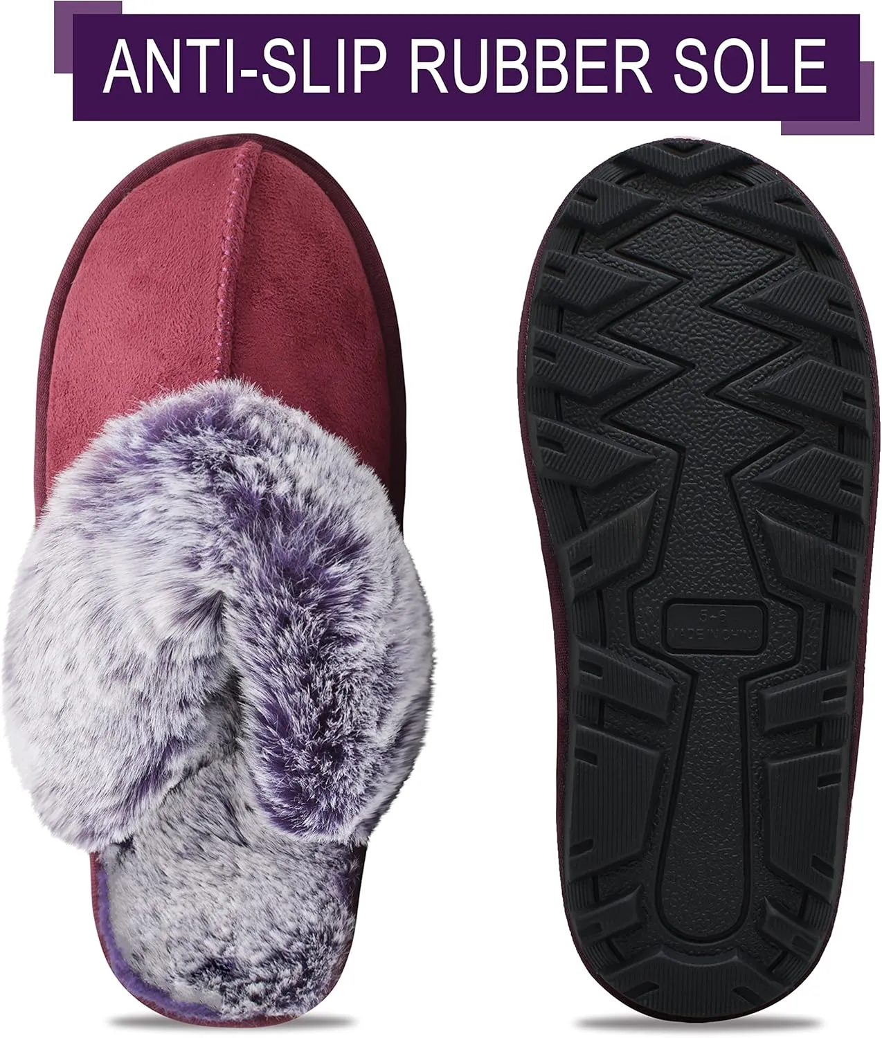 Women's Fuzzy Autumn Winter Plush Purple Solid Faux Fur Slippers