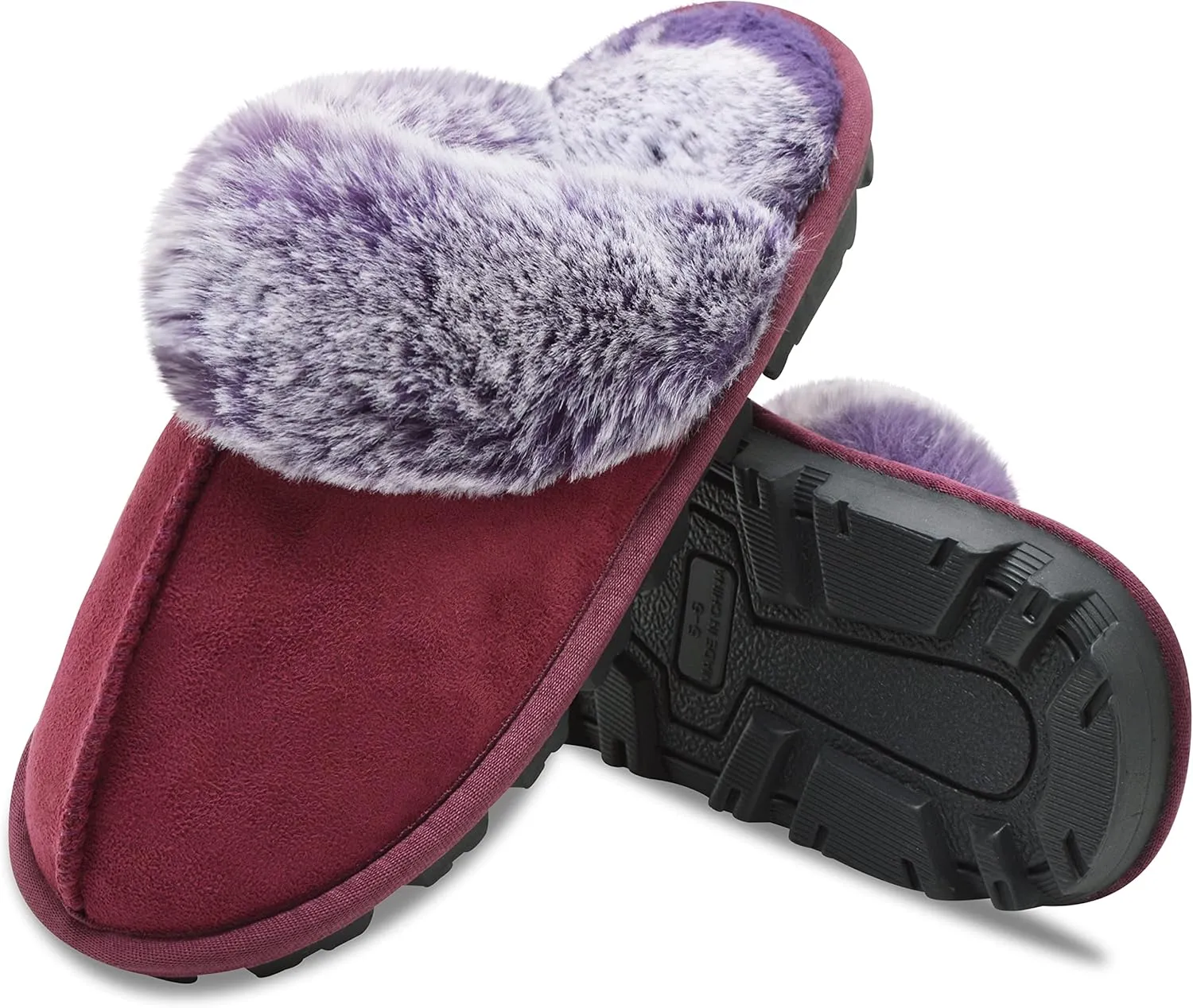 Women's Fuzzy Autumn Winter Plush Purple Solid Faux Fur Slippers
